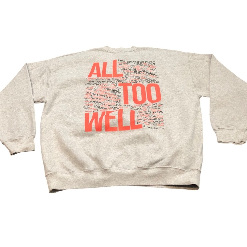 Gildan Taylor Swift All Too Well Sweatshirt Unisex XL Gray Red TV Merch Crew